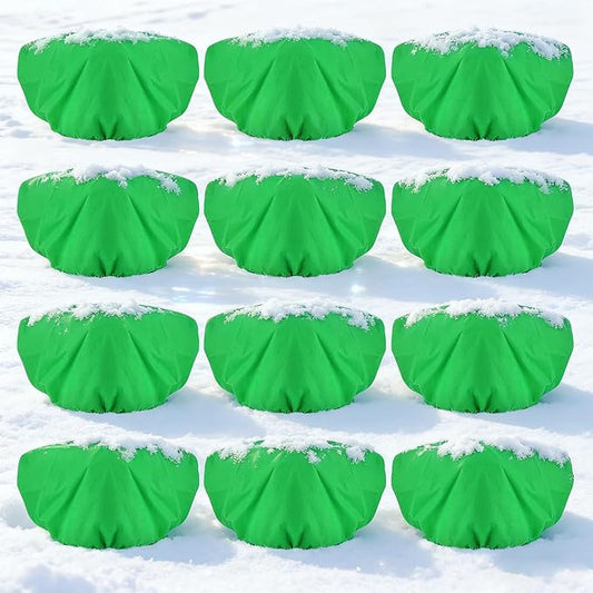 ANPHSIN 12 Pcs Plant Covers Freeze Protection - 19.6in x 39.3in Winter Shrub Plant Protection Bags, Frost Blankets Cloths with Drawstring for Outdoor Garden Rose Bush Plants, Green