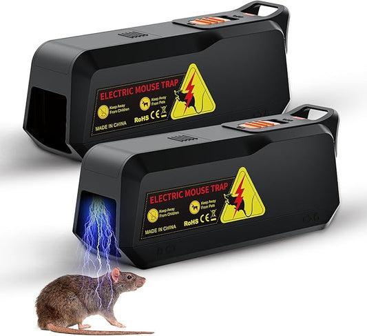 X-PEST Electronic Mouse Trap 2 Pack – Electric Mouse Trap Zapper for Indoor & Outdoor Use, Reusable Rodent Trap, No Touch No See, Effective Mice & Mouse Control