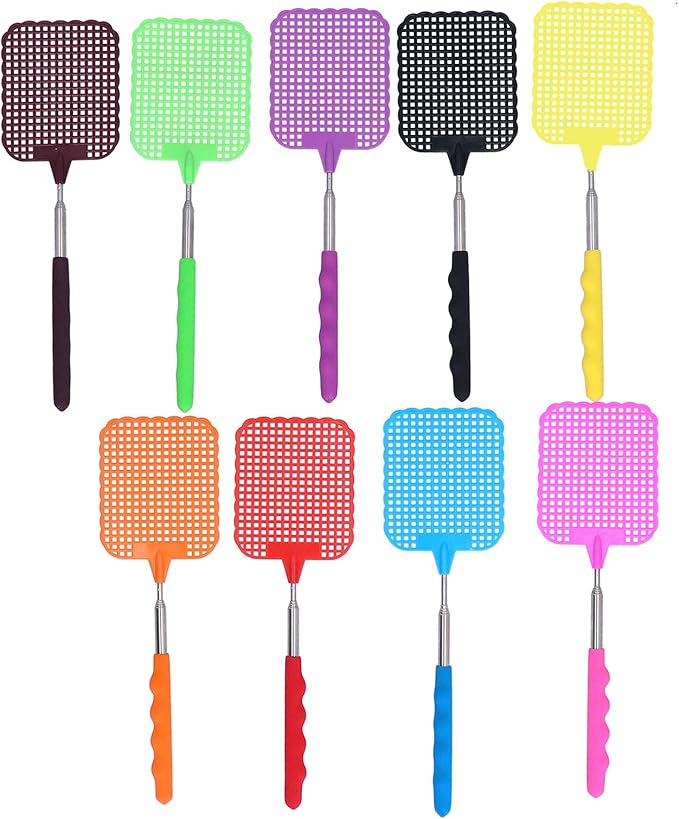 Wosune Retractable Fly Racket, Fly Swatter Retractable with Stainless Steel Rod for Home for Office for Outdoor for Camping