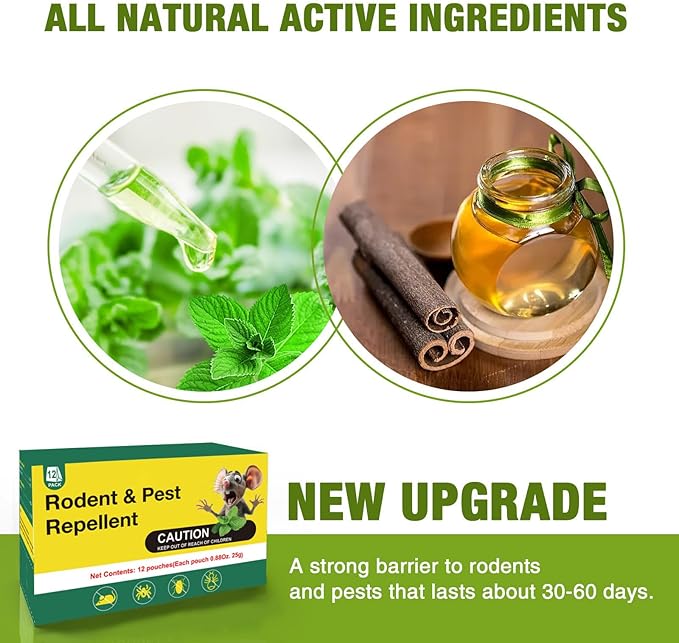 24PCS Rodent Repellent Pouches, Kid-Friendly, Non-Toxic and Safe