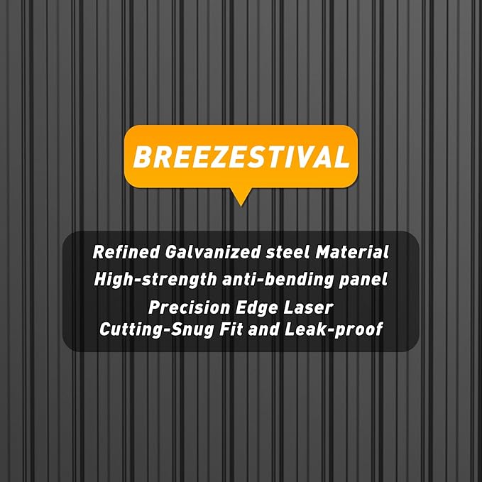 8'x4' Shed Galvanized Steel Storage Sheds with Triple Doors Utility Sheds for Vertical Storage, Dual Lock Lean to Shed with Sloped Roof for Mower, Bike, Garden Tools (Black)