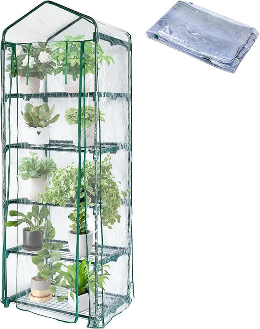 5 Tier Roll-Up Zipper Door Greenhouse Replacement Cover- 75 x 27 x 19 Inch Clear PVC Plant Greenhouse Cover for Gardening Plants Cold Frost Protection Wind Rain Proof (Frame NOT Include)