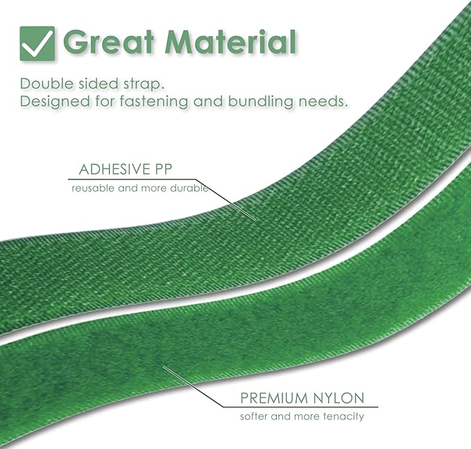 Garden Tie Green Tape, Plant Supports, Gentle On Plants (32.8ft × 0.6 inch, 2 Rolls, Green)