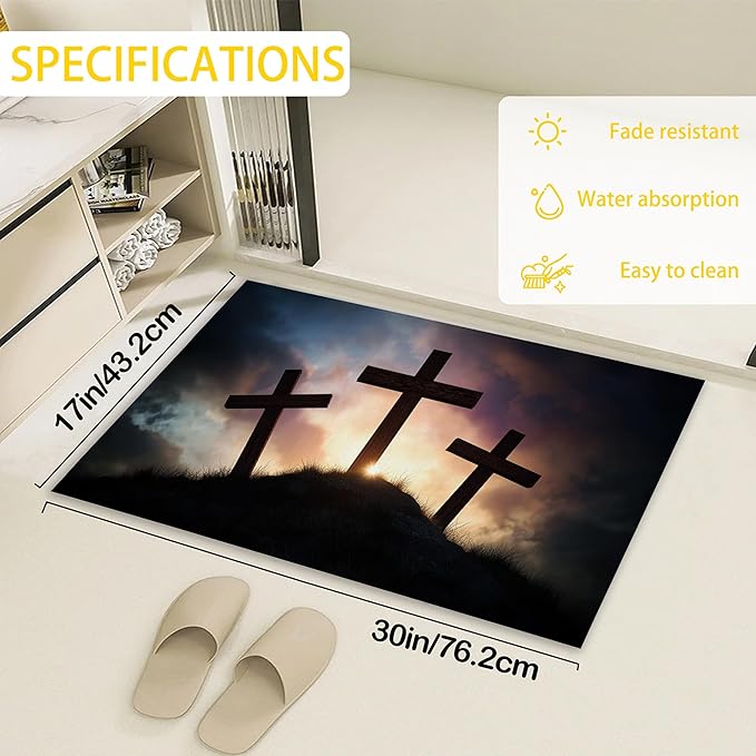 Door Mat,Gothic Welcome Mat Indoor,Easter Non-Slip Outdoor Entry Mat for Home Entryway, Low Profile Floor Rugs for Entry Patio, Porch, Hallways 30 x 17 Inch