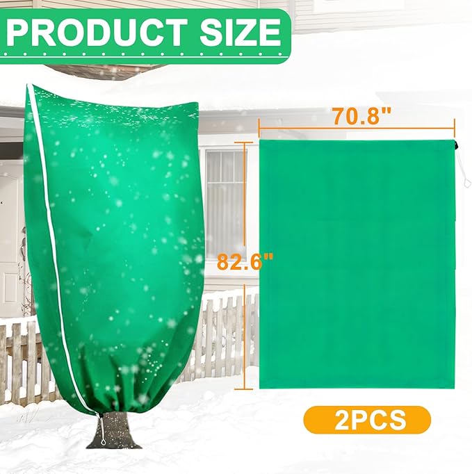 DQS 2 Pack Plant Covers Freeze Protection, 70.8" x82.6" Winter Frost Protection Blankets Frost Cloth,Suitable for Outdoor Winter Frost, Cold Weather, shrubs, Trees, Jackets, and coverings