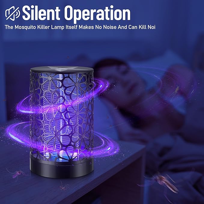 Qualirey 4 Pcs Electric Bug Zapper USB Mosquito Killer Repellent Fly Insect Lamp Purple Light Bug Trap for for Indoor Outdoor Bedroom Living Room Courtyard Backyard Patio(Black)