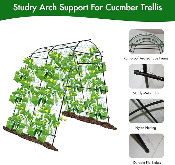 7 Ft Extra Tall Garden Arch Trellis for Climbing Plants Outdoor, Lightweight Metal+PE Coated Garden Arch Trellis Plant Stand for Climbing Vines, Lawn Tower & Garden Support Structure
