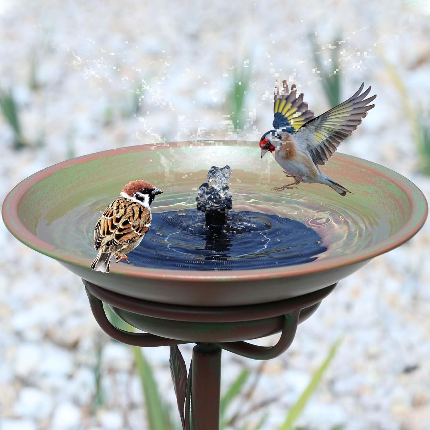 28.5" H Solar Bird Bath for Outside,Solar Fountain and Cast Iron Bird Bath,Metal Bird Baths Bubbler,Birdbaths for Outdoors,for Garden Outdoor Decoration
