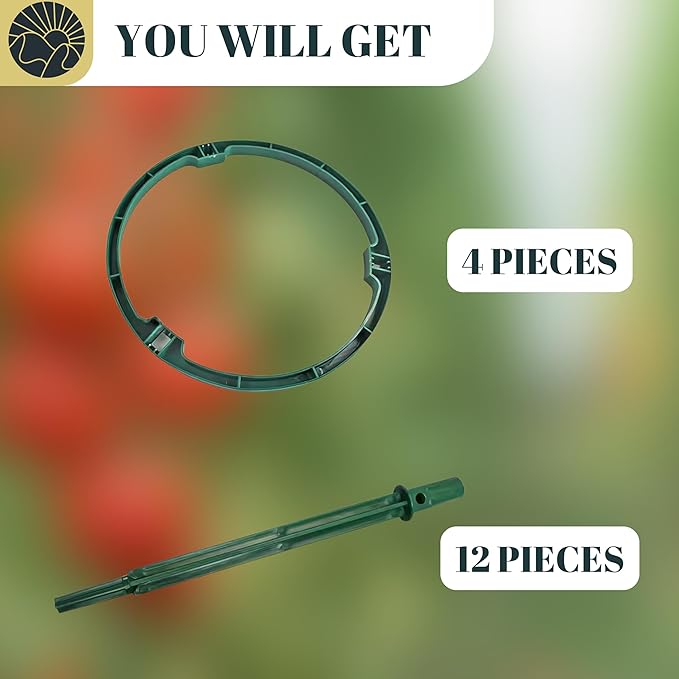 Small Tomato Cage for Pots Mini Tomato Cage Trellis 9'' Each 36'' in Total with Gloves