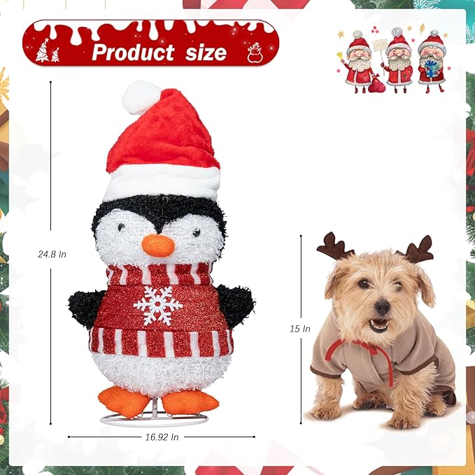 Christmas Penguin Lighted Display with LED Warm White Lights for Indoor/Outdoor Decorations