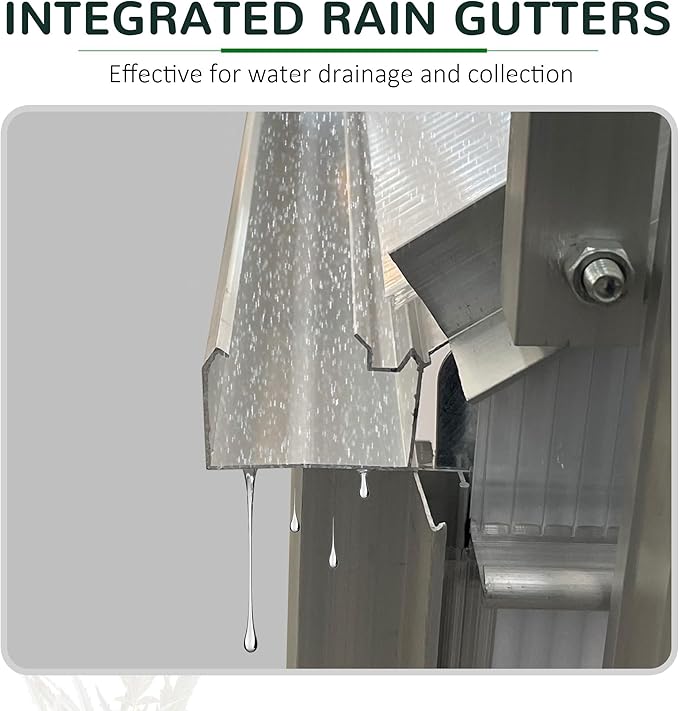 Outsunny 6' x 12' x 6.5' Polycarbonate Greenhouse with Adjustable Roof Vent, Walk-in Heavy Duty Green House Kit with Aluminum Frame, Sliding Door and Rain Gutter for Winter, Silver