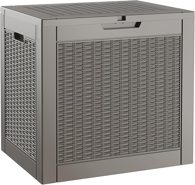 NUNU LAB Outdoor Storage Box 31 Gallon,Waterproof Indoor Outside Deck Boxes,Backyard Storage Bin for Package Delivery,Garden Tools,Patio Cushions,Pool Accessories,Storage Bench Lockable Lid,Tool Box