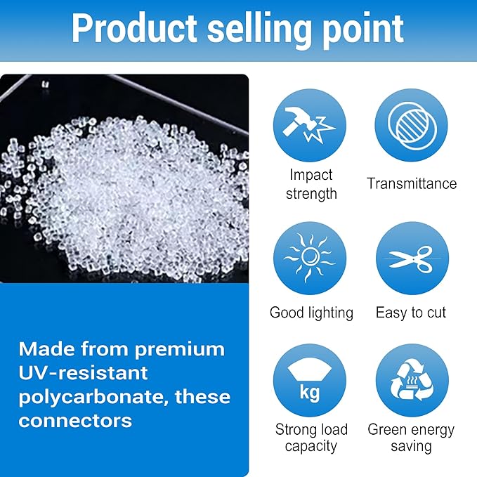 10 PCS Polycarbonate Greenhouse U Connector Profile 4ft Length Fits 0.16’’ & 0.24’’ Twin-Wall Polycarbonate Panels Duty Dust Rain & Moisture Protection Durabler (U-Clip 4' × 0.71’’ × 0.24’’)