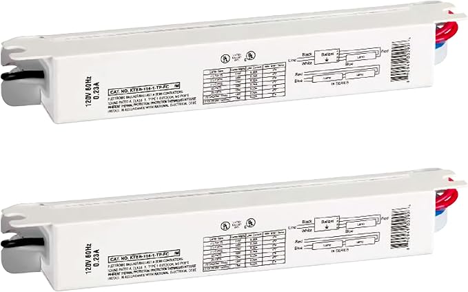 OHLECTRIC (2 Pack Replacement for Keystone KTEB-114-1-TP-FC-MB 1 Lamp T5 Electronic Fluorescent Ballast | 14 Watt, 120V Input with Rapid Start | Finger Case with Mounting Bracket, UL Listed