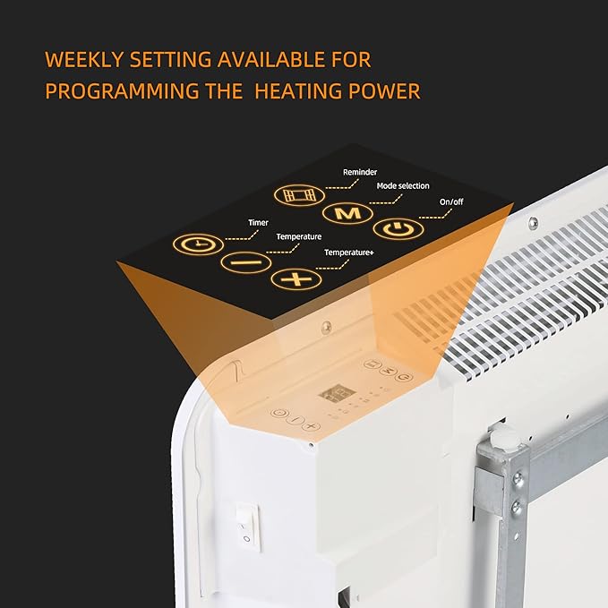 Convection Space Heaters for Indoor Use, 1500W, Quiet Heating, Auto Thermostat, 24H Timer, 3 Modes, Wall Mounted/Freestanding, Electric Panel Heater for Bedroom, Bathroom, Office