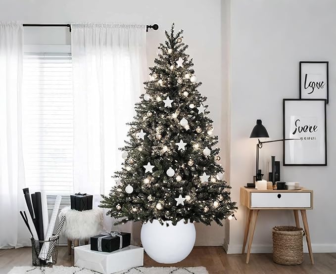 13.5 H x 17" Dia (12" Pot Opening) Round Fiberstone Planter with Drainage Hole, White, Indoor/Outdoor Large Plant Pot for Home Patio Garden, Ideal for Large Plants