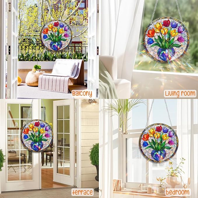 Sun Catchers Indoor Window, Acrylic Rainbow Suncatcher Window Hanging Decoration for Living Room Bedroom Summer Home Balcony Ornaments Decoration