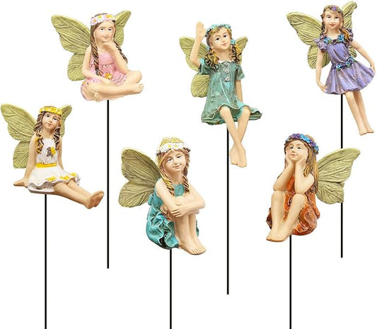 Fairy Garden Vintage Resin Fairy Figurines for Outdoor Garden Yard Lawn Supplies Home Decor Set of 6
