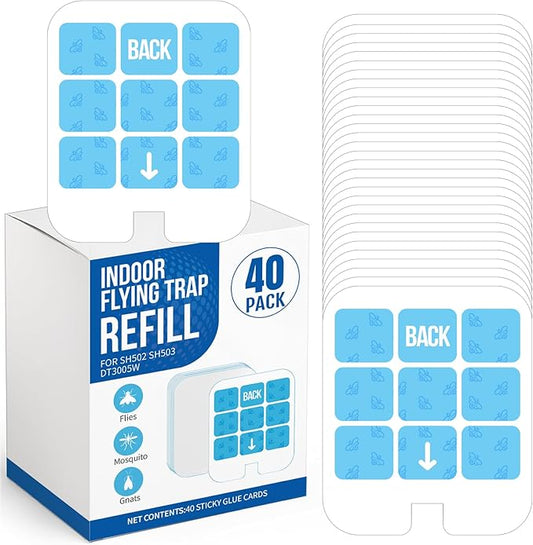 40 Pack Refill Glue Cards, Saferr Home Fly Trap Refill Compatible with Saferr Home SH502, S23005-06