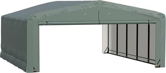 ShelterLogic ShelterTube Garage & Storage Shelter, 20' x 23' x 10' Heavy-Duty Steel Frame Wind and Snow-Load Rated Enclosure, Green