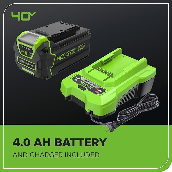 Greenworks 40V 17” Brushless (Push) Cordless Lawn Mower, 4.0Ah Battery and Charger