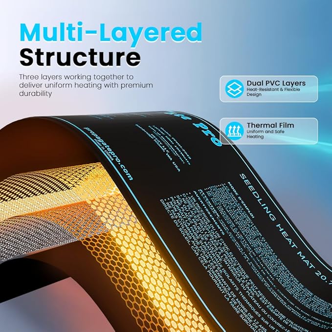 4' Foot Seedling Heating Mat | Fits (4) Standard 1020 Tray | 48" inch Germination Grow Heat Pad for Seed & Starter Plants Soil Warmer for Indoor Home Gardening (20x48 Single)