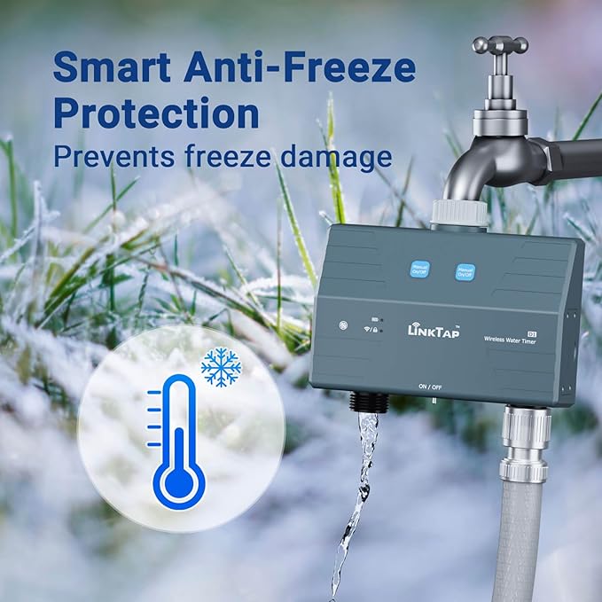 LinkTap D1 Smart Hose Timer & Gateway, 2 Zone Irrigation by Duration/Weather/Volume, Intelligent Fault Detection & Alerts, Wider Range Than WiFi Water Timer, Scalable Mesh Network via Extender