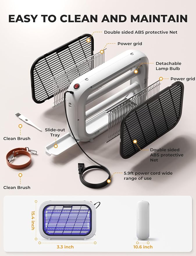 YISSVIC 20W Indoor Bug Zapper Electric Fruit Fly Traps for Indoors Mosquito Zapper Electric Fly Zapper Moth Gnat Insect Killer for Home Office Garage Kitchen Dining Living Room (White)