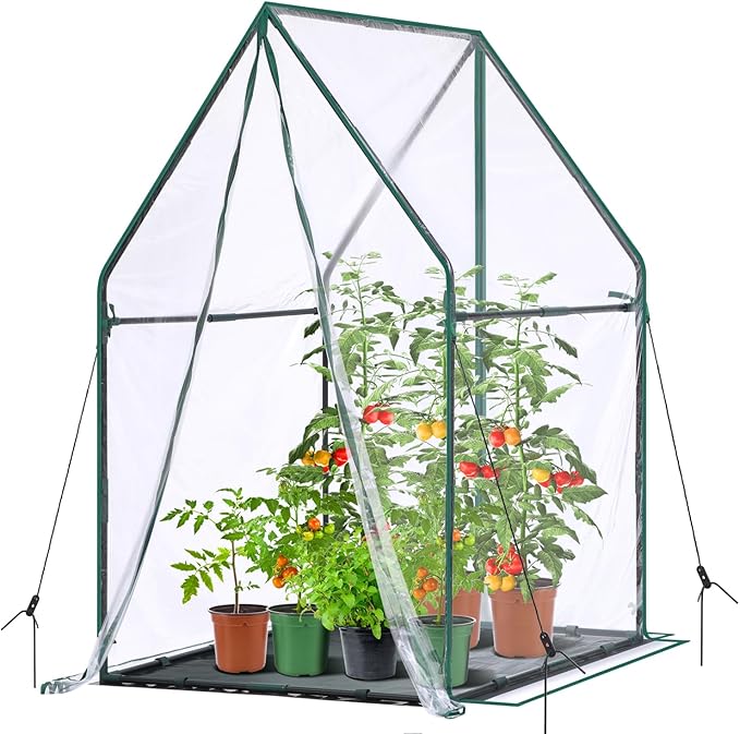Mini Greenhouse for Indoor Outdoor: Ohuhu Portable Green House with Waterproof Pad for Small Plants Nursery Germination, 36"x36"x58.5" Heavy-Duty PVC Cover Tent Humidity Dome Seedling Accessory