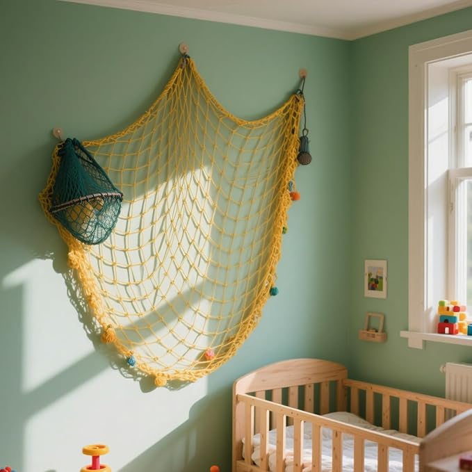 2 Pack Fish Net Decorations for Party,Natural Cotton Hawaiian Party Fishing Net Decorative, Nautical Themed Cotton Fishnet Under The Sea Pirate Ocean Beach Decor