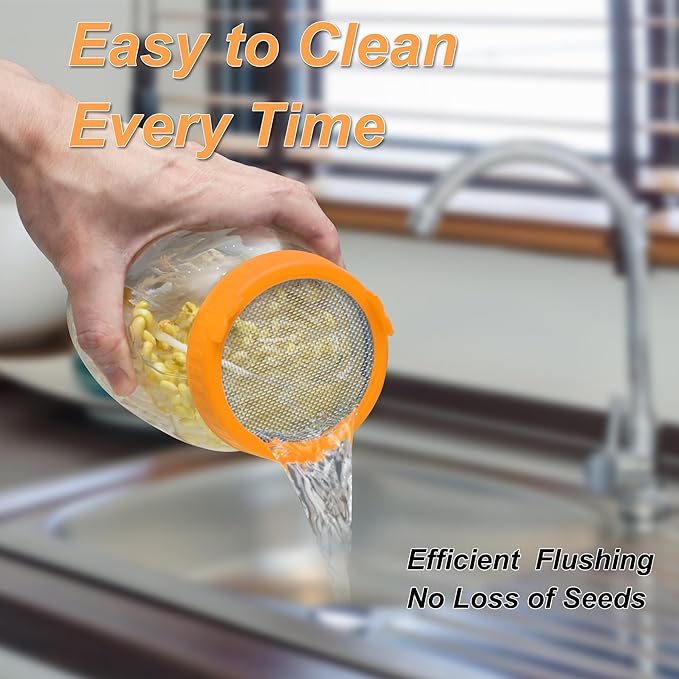 Lulonpon Sprouting Kit, 2 Sprouting Jar Kits, Wide Mouth Quart Mason Jars with Stainless Steel Screen Sprout Lids,1000ml Sprouts Growing Kit, Seed Sprouter Set for Growing Broccoli, Bean, Alfalfa