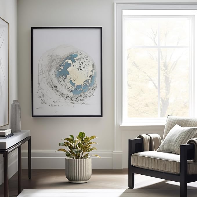 Kante Round Fulted Planter, 11 Inch Dia Large Concrete Plant Pots with Drainage Hole and Rubber Plug, Modern Decor for Indoor Outdoor Plants, Flower, Weathered Concrete