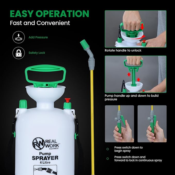 REALWORK 2pk 1-Gallon Handheld Tank Sprayer with Easy-Carry Shoulder Strap for Lawn, Garden, Yard, in Translucent White
