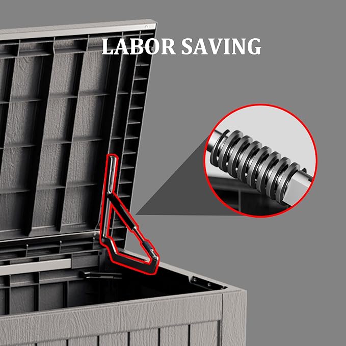 270 Gallon Waterproof Deck Box, Lockable Resin Storage Box for Patio Furniture Cushions Garden Tools and Outdoor Delivery Storage, Coffee