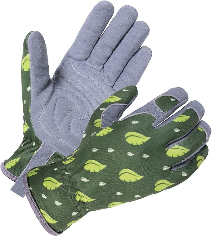 SKYDEER Premium Genuine Deerskin Suede Women's Gardening Gloves, Ultra-Soft Padded, Comfort Fit for Work (SD6615/L)