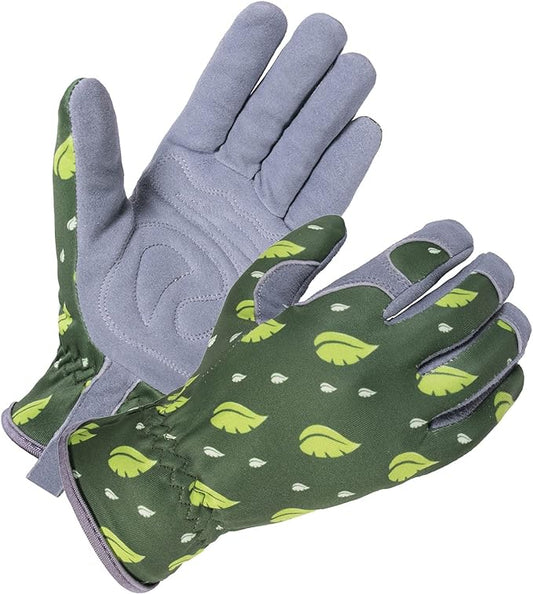 SKYDEER Premium Genuine Deerskin Suede Women's Gardening Gloves, Ultra-Soft Padded, Comfort Fit for Work (SD6615/L)