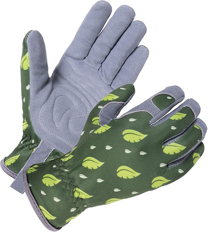 SKYDEER Women's Gardening Gloves - Genuine Deerskin Suede, Ultra-Soft Padded, Comfort Fit for Outdoor Work (SD6615/M)