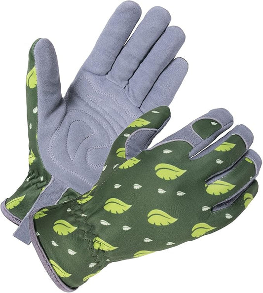 SKYDEER Women's Gardening Gloves - Genuine Deerskin Suede, Ultra-Soft Padded, Comfort Fit for Outdoor Work (SD6615/M)