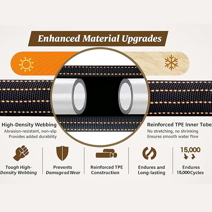 30FT Lightweight Flexible Garden Hose,Non-Slip Handles,Non-kink Hose,Solid Brass Fitting for Boats, RV Water Hose,Marine Washdown,Lawn,Garden,Leakproof TPE Hose (OrangeBlack, 30 FT)