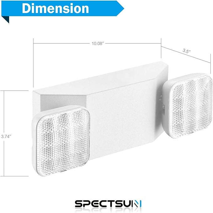 SPECTSUN 10 Pack LED Emergency EXIT Sign Lighting Combo- 120-277V Emergency Exit Lights for Home Power Failure-UL 924 Certified Commercial Emergency Light Fixtures,Ebulb Emergency Power