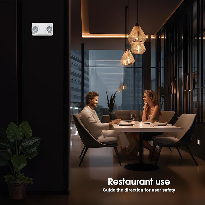 Emergency Light with Battery Backup, Commercial Hardwired Exit Lighting Fixtures, Two Adjustable Head Bug Eye LED Emergency Lighting, AC 120-277V, UL Certified (6Pack)