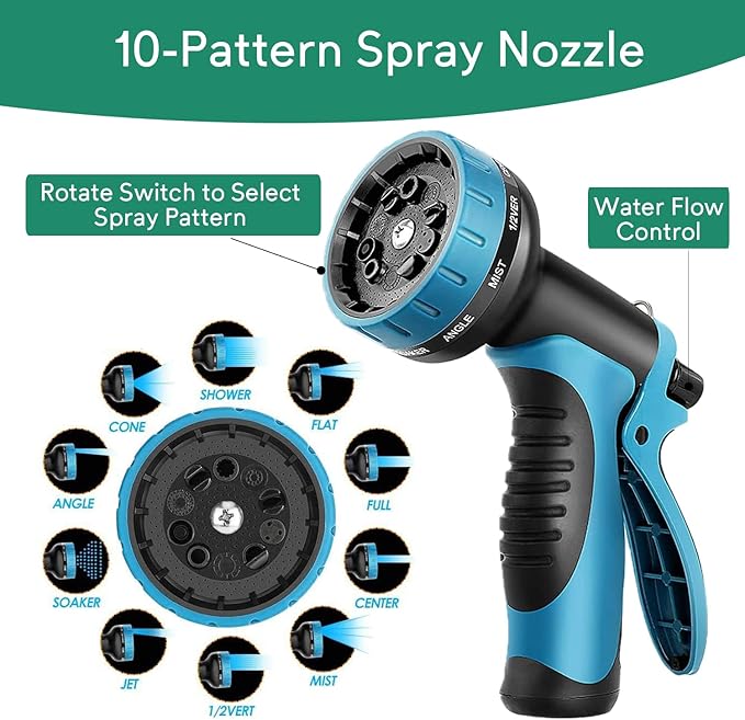 Expandable Garden Hose 75 ft, 2025 New No Kink Flexible Water Hose 75ft with 10 Pattern Spray Nozzle, Extra Strong Brass Connectors, Reinforced Expanding Latex Core, Ultra Lightweight & Collapsible