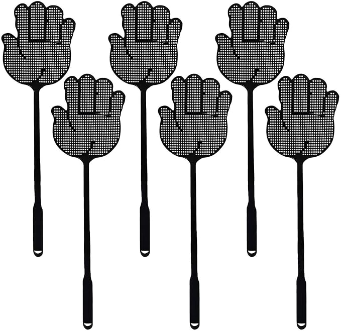 Fly Swatter Heavy Duty for Indoors – Hand-Shaped Flyswatter with Non-Slip Grip, Flexible 6-Pack Bug Swatters for Kitchen, Patio & Living Room