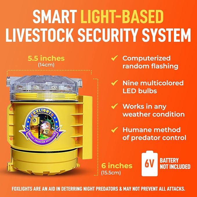 Foxlights Night Predator Deterrent Control Light with Flashing LEDs | Weatherproof Animal Repellent for Flocks, Gardens, Crops & Chicken Coops | Night Guard Protection Used by Professional Ranchers