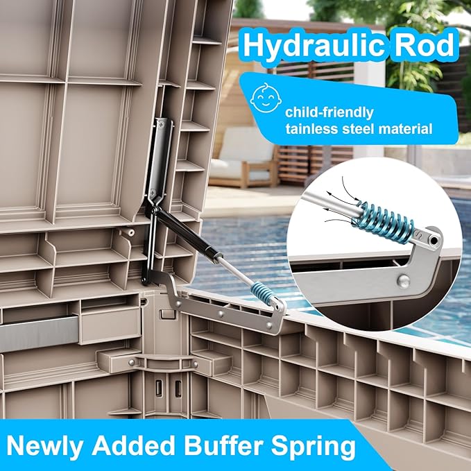 260 Gallon Large Deck Box,Resin Outdoor Storage Box with Lockable for Patio Furniture, Pool Accessories, Garden Tools Waterproof Outside Storage Box, Grey Pattern