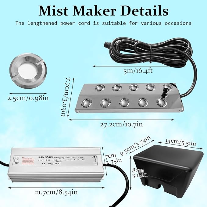 Ultrasonic Fogger 10 Head Ultrasonic Mist Maker,7000ml/H，350W Mist Maker Fogger,10 Head Ultrasonic Fogger Mist Maker,10 Head Ultrasonic Mist Maker fogger Ultrasonic Mister Fogger 10 Head Fogger