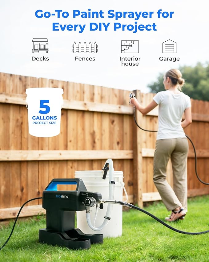 Toolrhino Airless Paint Sprayer for House Painting, DIY Beginners' Choice with Accessories Storage Space, Lightweight Design, Thinning-Free & Quick Clean for 5 Gallon DIY Painting Projects