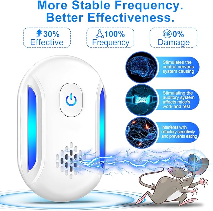 Upgraded Ultrasonic Repellent, 2025 Indoor Ultrasonic Repeller, Electronic Plug in Pest Control for Bugs,Mosquito,Roach, Ant, Rodent, Mouse, Spider Repellent for House, Warehouse, Garage (6)
