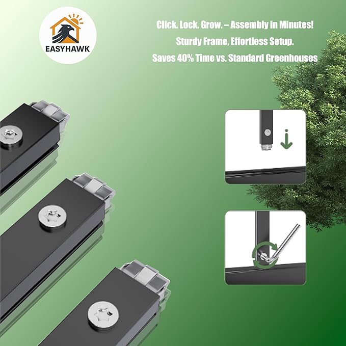 8x16 FT Greenhouse for Outdoors, Polycarbonate Green House with Quick Setup Structure and Roof Vent, Aluminum Large Walk-in Greenhouse for Outside Garden Backyard, Black