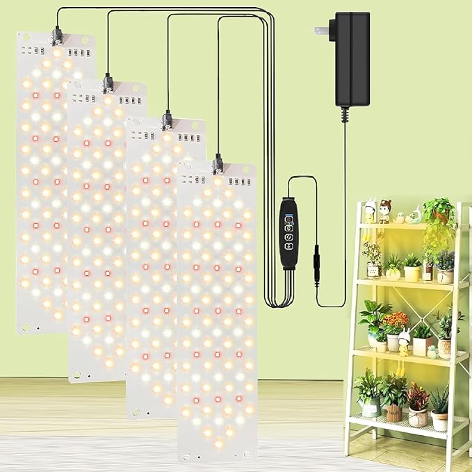 Led Grow Light,Grow Lights for Indoor Plants Full Spectrum, 316leds Plant Lights for Indoor Growing with 3/9/12H Timer, 10 Types of Brightness Grow Light for Seed Starting (4pcs)